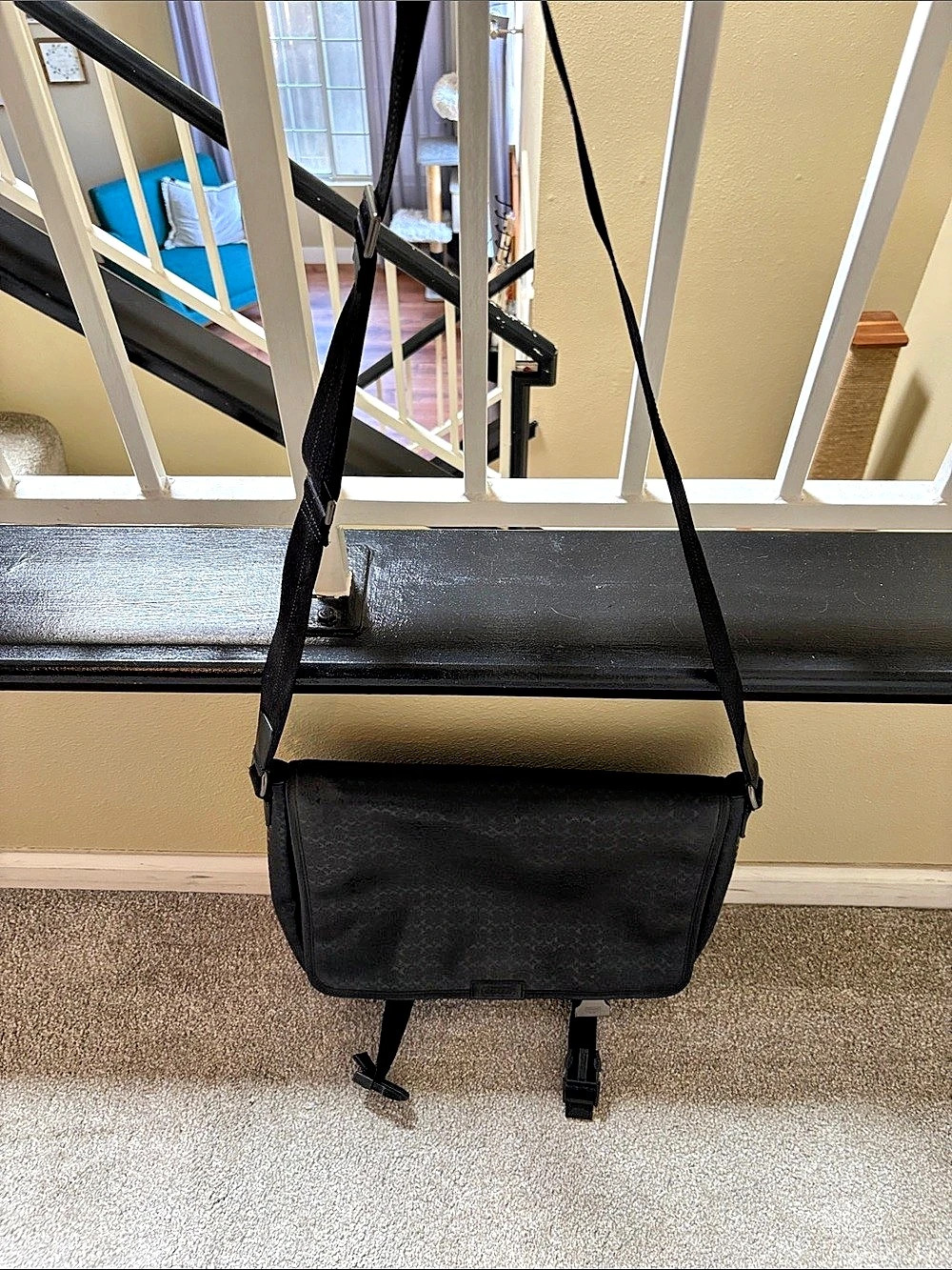 Coach Lane Messenger In Signature Nylon Black Messenger Bag